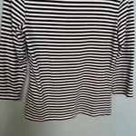 J. McLaughlin Striped 3/4 Sleeve Crewneck Top Navy White Size Medium Classic Photo 6