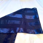 Elegant Navy Blue Striped Satin/Rayon Scarf/wrap. Rolled edges. Size 15”by 60”. Photo 2