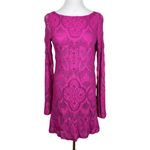 Nightcap 4 Dress Women Large Pink Lace Open Back Bell Sleeve Boho Boatneck New Photo 2