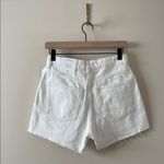H&M High Rise Button Fly Raw Hem Cotton Denim Shorts in Bone White Size 4 NWT Photo 2