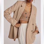 Anthropologie  Maeve Double Breasted Oversized Blazer Jacket in Beige Tan Photo 0
