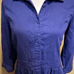 Eileen Fisher Women's Blue Linen 3/4 Sleeve Button Down Collared Dress Size XS Photo 3