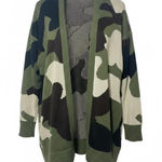 NEW Workshop Republic Clothing Green Camo Print Open cardigan, Size Large Black Photo 0