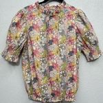 J.Crew Liberty Fabric Blouse Top Small Mauve Floral Smocked Puff Sleeve READ Photo 0