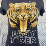 Chaser Easy Tiger Graphic Tee in Charcoal Gray Photo 3