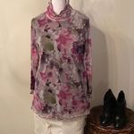 Size small long sleeve Purple pink and green flowered long sleeve top EUC Photo 1
