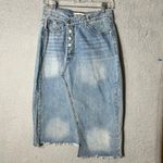 Evidnt Los Angeles Denim Skirt Womens 27 Blue Distressed Raw Hem Jean Skirt Photo 4