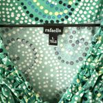 Rafaella  Ruffle Front Sleeveless Top in Green and Multi Dot Size L Photo 2