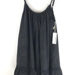 Lacausa  Reina Mini Dress Babydoll Oversized Shirred Neckline Ruffle Hem Black M Photo 4