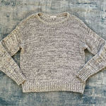 Talula Aritzia  Gray Cream Marled Knit Scoop Neck Sweater Large Photo 0