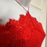 ZARA Red Intense Lace Ribbed Cropped Top Photo 3