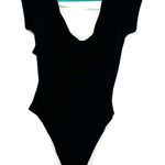 Lush Clothing Lush size XL black short sleeve body suit snap close crotch crossover back Photo 0