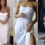 ZARA  Rhinestone Strapless Bustier Midi Dress with Slit Photo 1