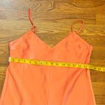 Etam Womens Medium Peach Satin Back Cut out Midi Slip Dress Slit Party Chic Orange Photo 5