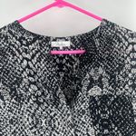 Parker Blouse Large Button Down Shirt 100% Silk Snakeskin Snake B&W Long Sleeve Photo 3