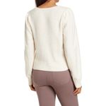 Sanctuary  Pretty Pleats Stripe Crop Sweater Women's Large Cream Long Sleeve Photo 1