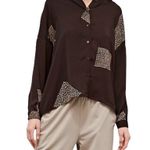 Grade & Gather Geo Satin Shirt Women S Black Oversize Normcore Boho Whimsygoth Photo 4