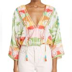 Farm Rio  Rainbow Sherbert Tropical Boho Sunset Pink Bodysuit Women's Sz Small Photo 0