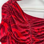 ALIETTE Red Velvet Cold Shoulder Ruched Bodycon‎ Gothic Punk Mini Dress 0 Red Photo 8