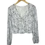 ASTR the Label Plisse Floral Crinkle Wrap V Neck Balloon Sleeve Blouse Size M Photo 1