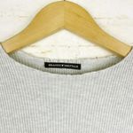 Brandy Melville  Ribbed Crop Top Womens One Size Gray Lettuce Hem Short Sleeve Photo 3