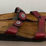 Naot Marissa Slides Sandals Flame Red Maroon Shimmer Leather Womens 41/10 Photo 0