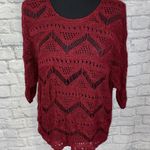 Jeans by Buffalo i  loose knit batwing scoopneck sweater 3/4 sleeve burgundy sz PM Photo 0