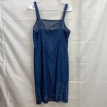 Vintage B. Moss women's medium wash embroidered blue denim cotton‎ knee dress 10 Photo 6