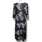LBISSE Womens Dress Floral Short Sleeve Midi Round Neck Pullover Navy Blue 2X Photo 3