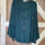Daniel Rainn DR2 Teal Bell Sleeve Boho Blouse with Tie Front P2P 26, SIZE 2X nwt Green Photo 4