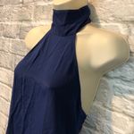 Haute Hippie NWT  XS Prussian Blue 100% Silk Halter Neck Open Back Blouse Top Photo 2