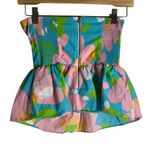 Lilly Pulitzer Shandy Mojo Shorely Blue Floral Print Strapless Peplum Top 00 Photo 5