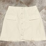 NEW Francesca’s Alya Button Front A Line Off White High Rise Mini Skirt Medium Photo 5