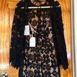 Free People RUMER The Label Remi Mini Dress Black Crochet Floral Size L Photo 5