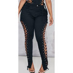 Pretty Little Thing Shape Black Lace Up Side Skinny Jeans, Size 6 Photo 2