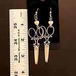 Lrg Hypoallergenic Hook Scissors Earrings Hairdresser Dressmaker pewter Charm B Silver Photo 1
