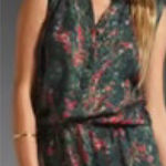 Haute Hippie 100% Silk Green Floral Dress Size Small Photo 0