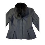 Vintage Peplum Jacket Womens S? Used Black Lined Fuzzy Collar Photo 2