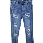 Garage Blue Jean Denim Ultra High Rise High Waisted Distressed Raw Hem Size 24 Photo 0