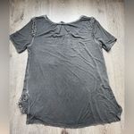 POL  Charcoal Gray Boho Embellished Pocket Tee One Size Short Sleeve Top Photo 1