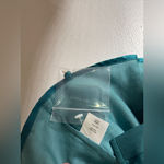 Talbots  turquoise blue green silk cotton ruffle bib top blouse 12P Y2K Photo 4