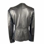 DKNY  Lamb Leather Jacket Women’s 10 Black Panel V-Neck Full Zip City Chic Photo 4
