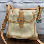 Dooney & Bourke  Monogram Canvas Leather Pale Yellow Letter Carrier Crossbody Bag Photo 0