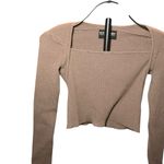 Kittenish  Brown Ribbed Square Neck Cropped Top Y2K Size M Photo 2