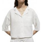 Mango Uniqlo 100% Gauze Cotton Short Sleeved Cotton Shirt Off White NWT Size 12/XXL Photo 0