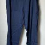 Theory Basic Pull On Pants Navy Blue Linen Women's 6 Photo 0