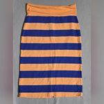 Stem Size M Peach Blue Striped Pencil Skirt Ribbed Foldover Waist Modal Blend Orange Size M Photo 1