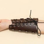 Unisex Leather Brown O Ring Bracer Fantasy New Photo 2