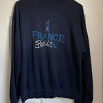 American Vintage Vintage Paris France Embroidered Navy Blue Sweatshirt Eiffel Tower size S/M Photo 0