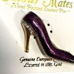 Colour Mates Layered 18kt Gold Hand Painted Purple Shoe Enamel Brooch Photo 2